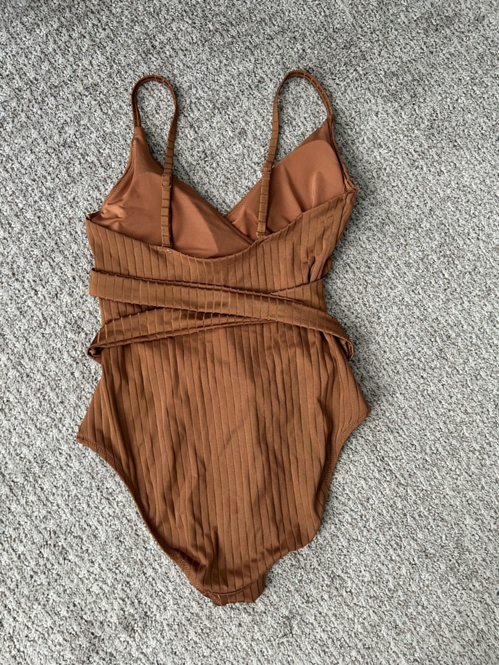 aerie Ribbed One-Piece Swimsuit in Warm Brown - Picture 5 of 9
